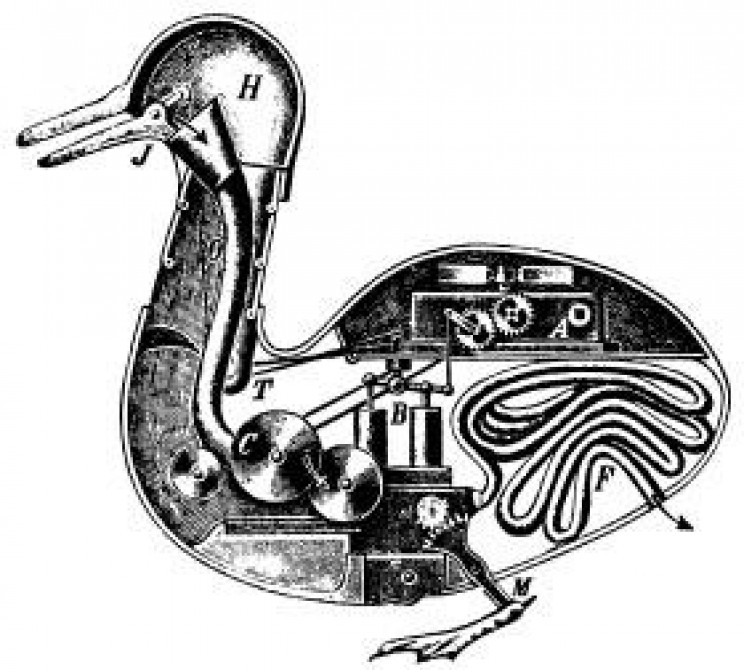 history of robots digesting duck