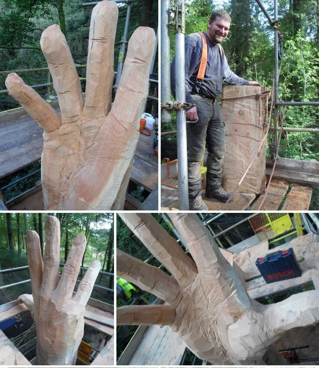 Sculptor Turns Storm-Damaged Tree into 50-Foot Hand Sculptor Turns Storm-Damaged Tree into 50-Foot Hand