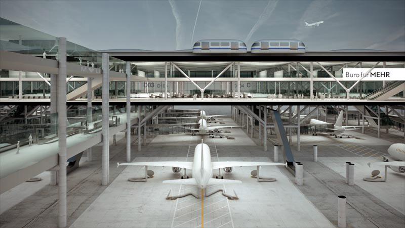 futuristic airports drive-thru