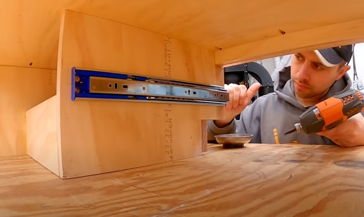 diy vanity draw rails