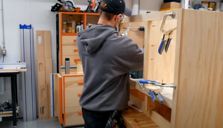 diy vanity face frame in place
