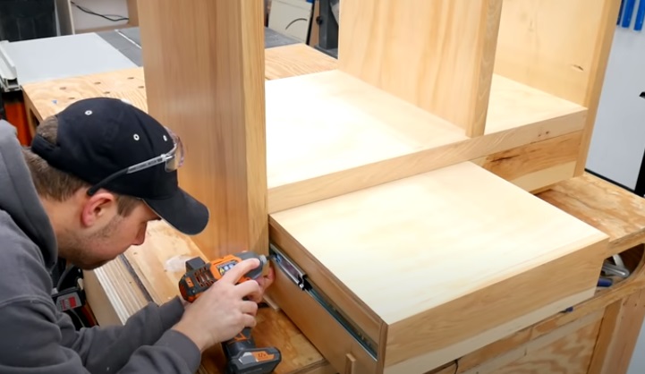 diy vanity draw rails