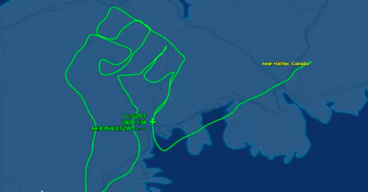 Pilot Honors George Floyd with Raised Fist Symbol as Flight Path
