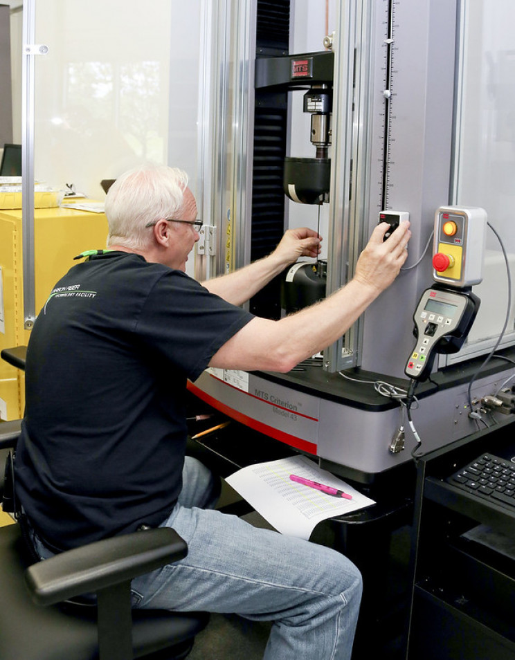 tensile strength testing of a carbon filament