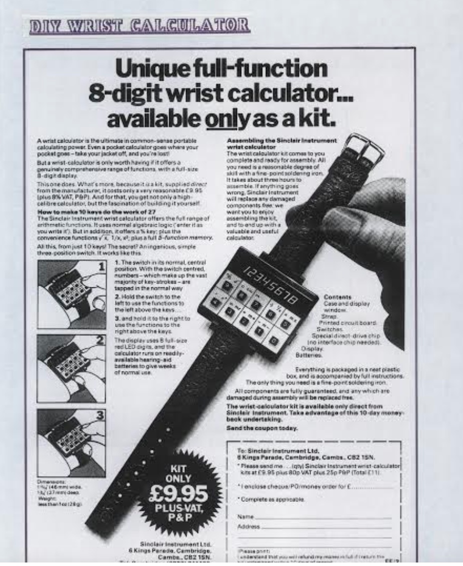 Enrico Tedeschi collection, Sinclair wrist calculator