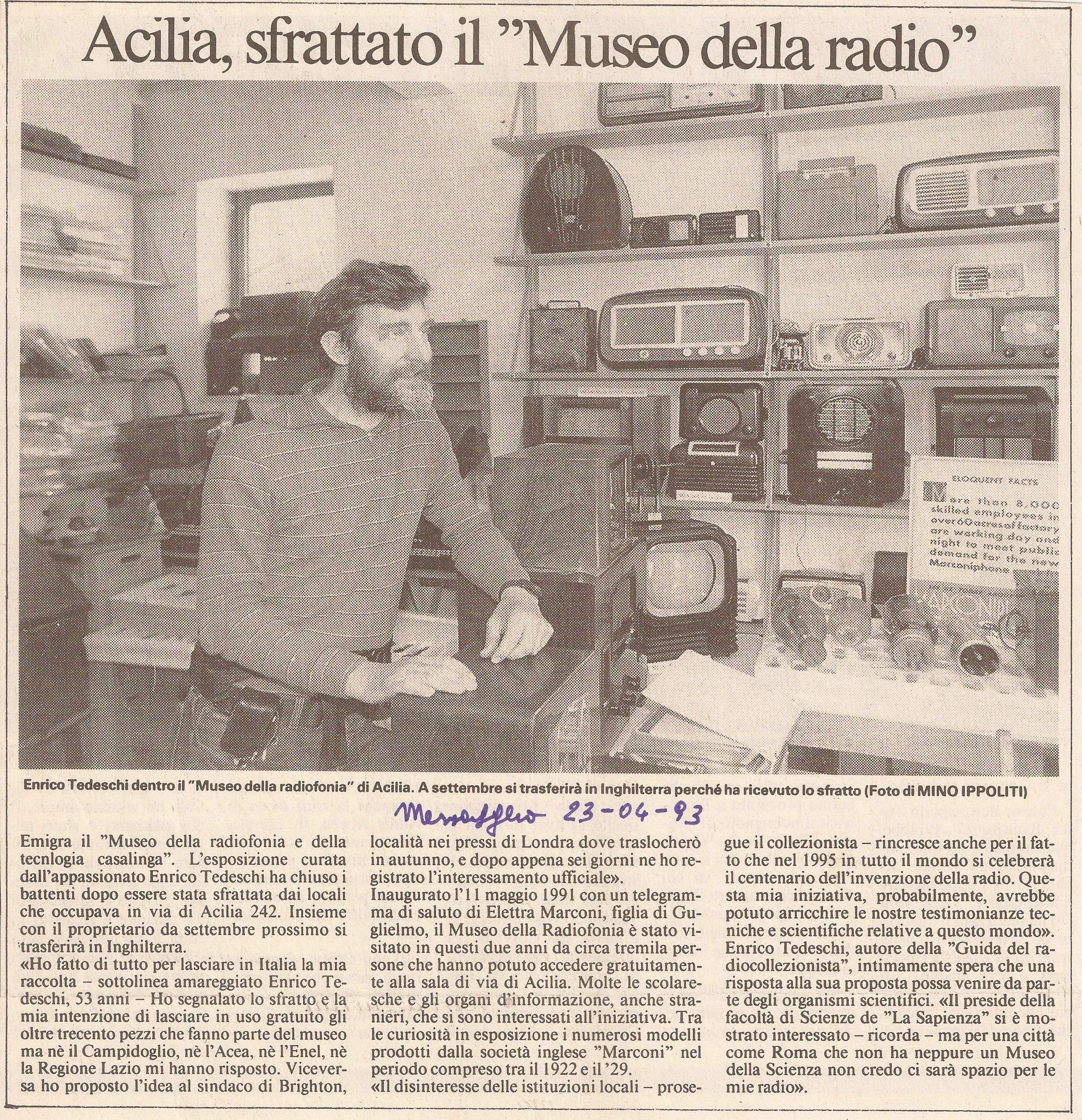 Enrico Tedeschi, museum of the radio in Italy