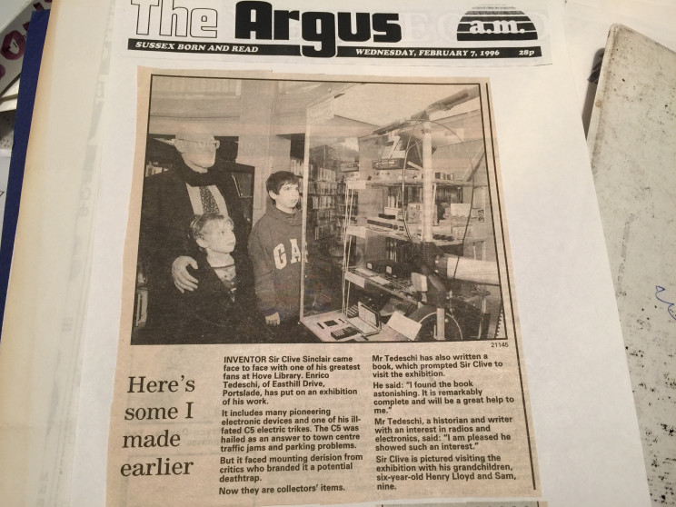 Sir Clive Sinclair visits Enrico Tedeschi's Sinclair exhibition in Hove