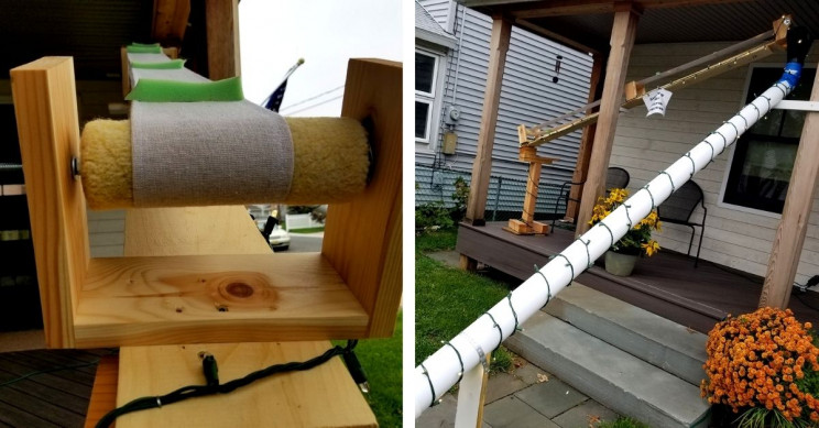 Science Teacher Builds Drill-Driven Conveyor Belt for Halloween Treats