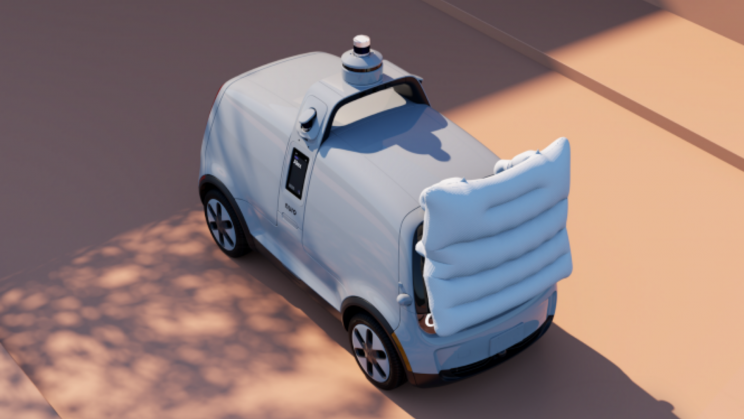 A Four Wheeled Fully Autonomous Delivery Robot Has an Airbag for Pedestrians