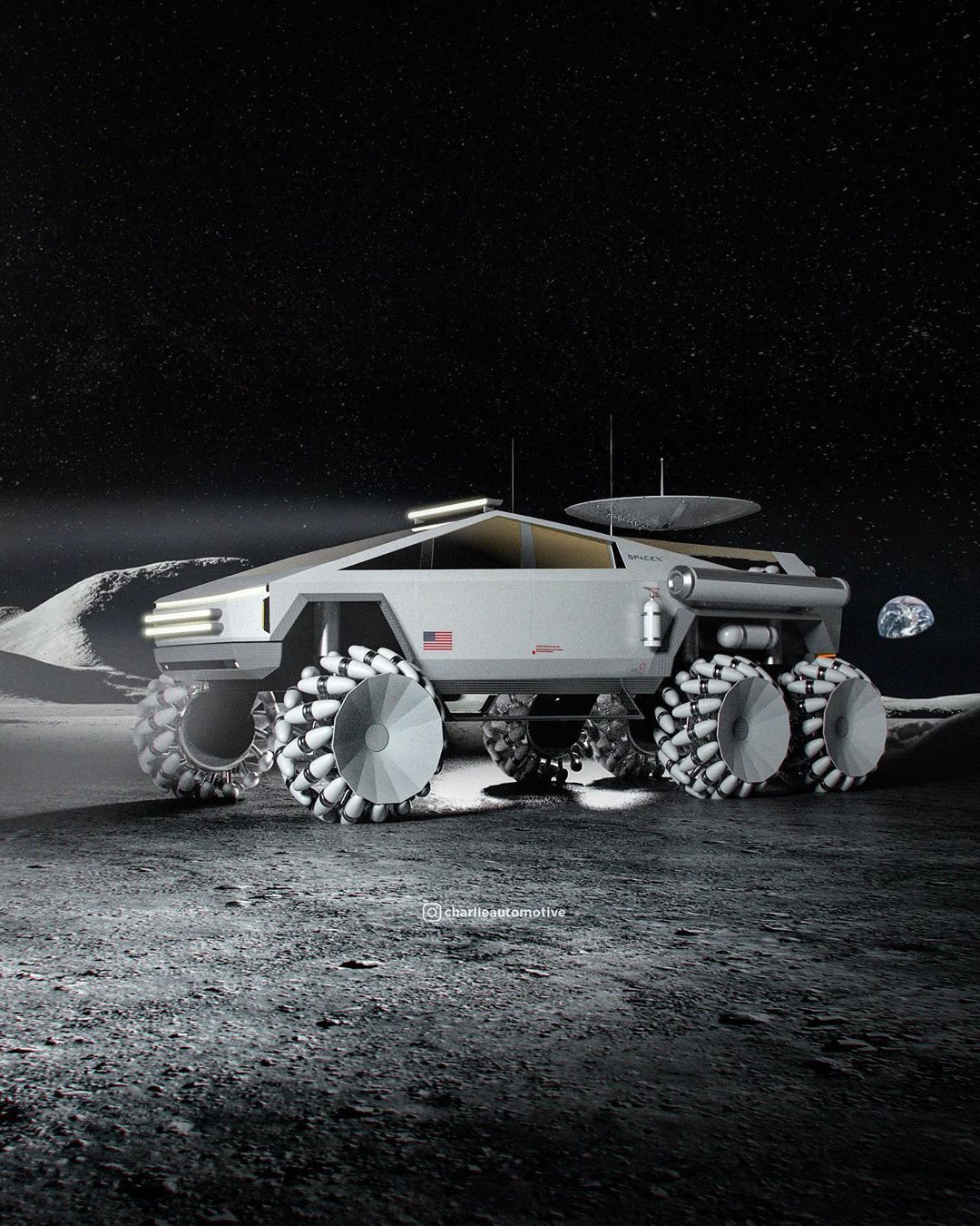 Cybertruck Turned SpaceX-NASA Moonrover Looks Out of This World Cybertruck Turned SpaceX-NASA Moonrover Looks Out of This World