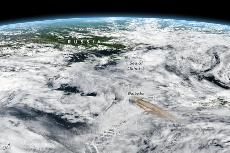 Spectacular Images of Raikoke Volcanic Eruption Taken from Space
