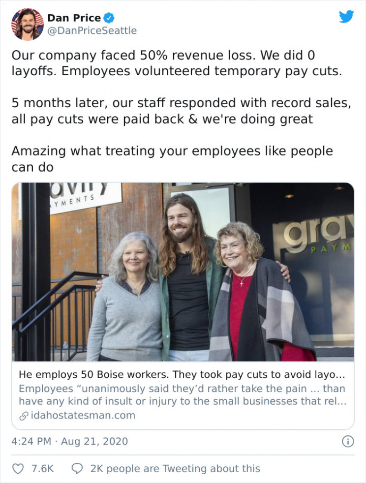 CEO Who Put All Employees on $70k Minimum Salary Explains How It Went CEO Who Put All Employees on $70k Minimum Salary Explains How It Went
