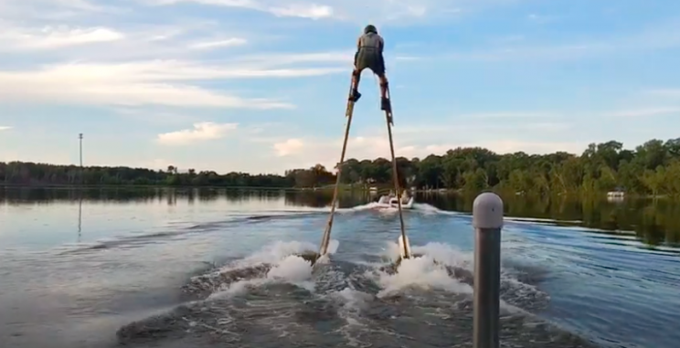 Dentist Breaks Unofficial World Record for Waterskiing With the Tallest Stilts Dentist Breaks Unofficial World Record for Waterskiing With the Tallest Stilts