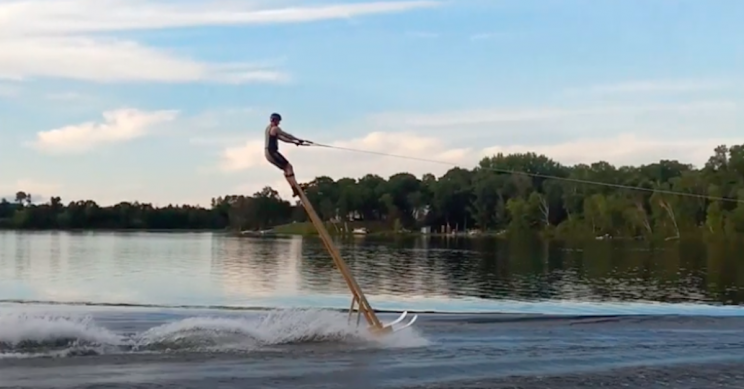 Dentist Breaks Unofficial World Record for Waterskiing With the Tallest Stilts