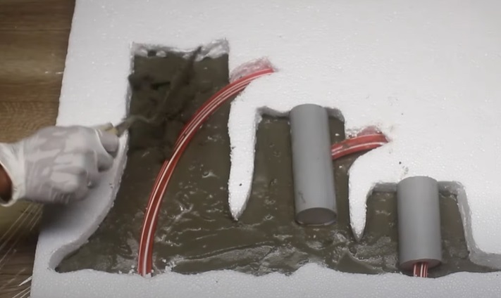 diy desk waterfall add pipes