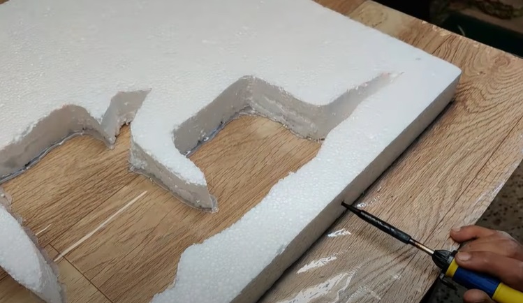 diy desk waterfall melt hole