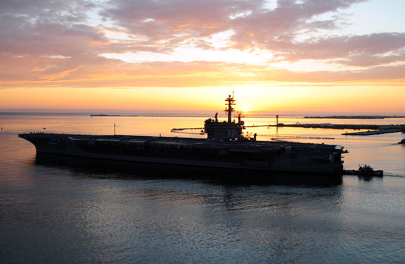 USS George HW Bush at dusk