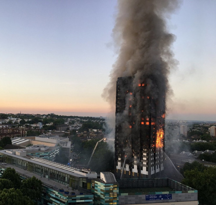 Grenfell Tower during fire Grenfell Tower during fire