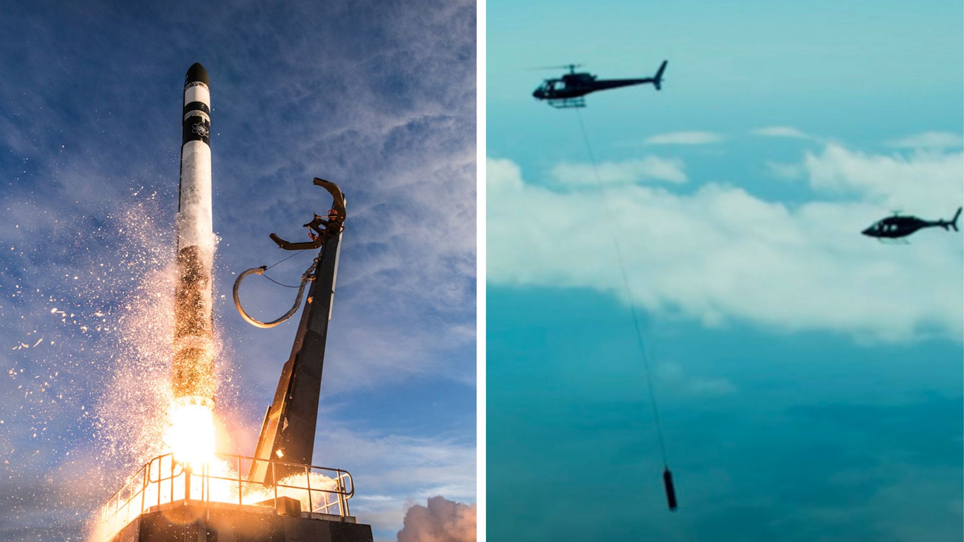 Sikorsky S92 helicopter will attempt to capture the Electron first stage booster