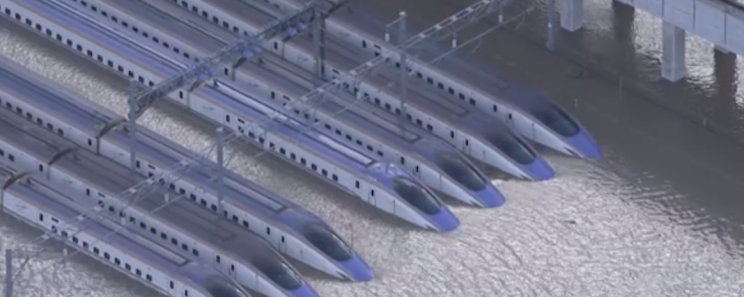 Typhoon Hagibis Severely Damages Fleet of $300 Million Bullet Trains Typhoon Hagibis Severely Damages Fleet of $300 Million Bullet Trains