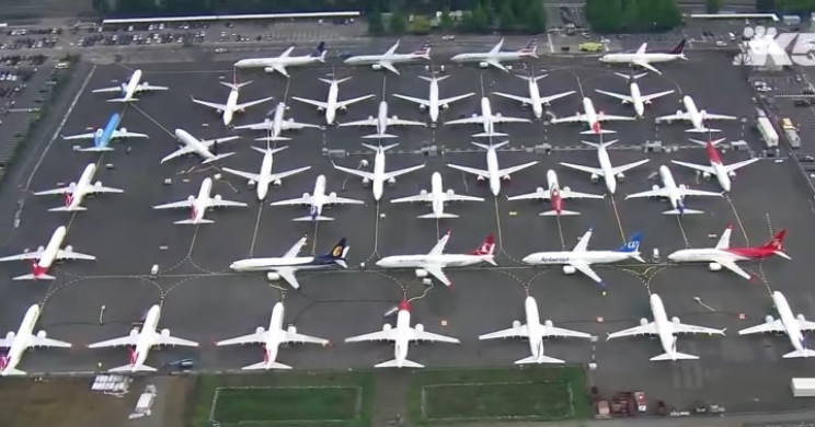 Parked Boeing 737 Max airplanes Parked Boeing 737 Max airplanes