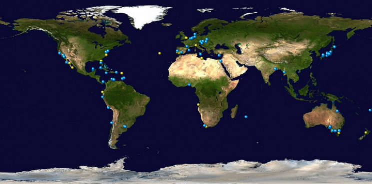 Locations of megladon teeth Locations of megladon teeth