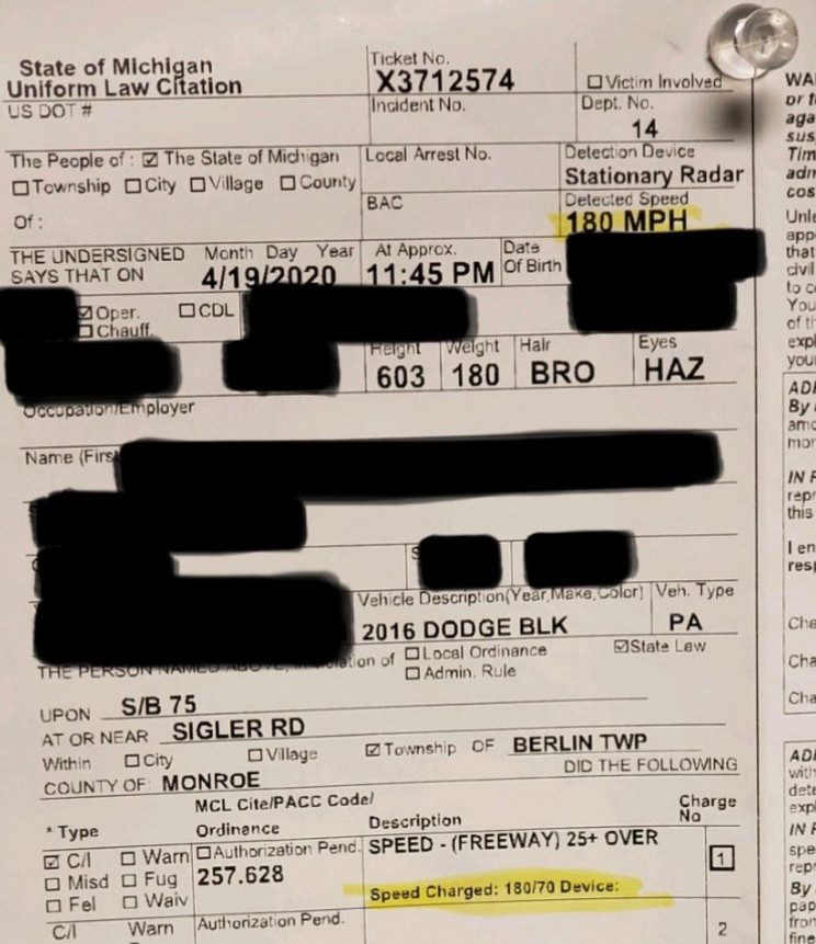 Ohio Man Pulled Over for Doing 290 Kph on Near-Empty Highway by Michigan State Police Ohio Man Pulled Over for Doing 290 Kph on Near-Empty Highway by Michigan State Police