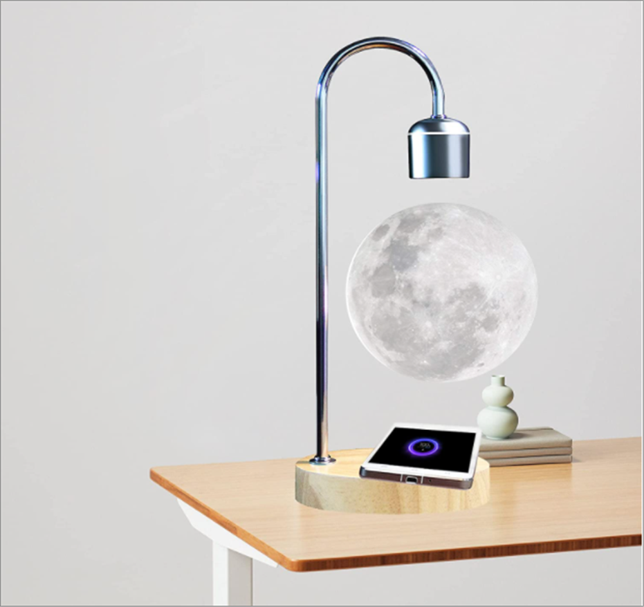 Levitating Moon Lamp With Charging Pad Floating moon lamp with a charging pad for mobile phones