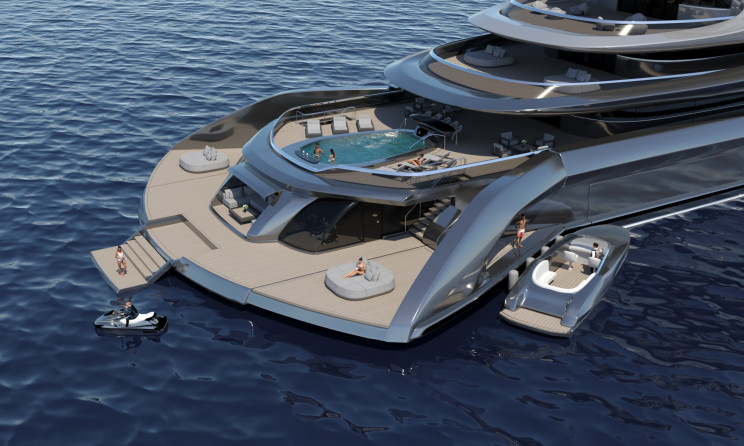 This Sleek 394-Foot Mega Yacht Comes With a Beach Club This Sleek 394-Foot Mega Yacht Comes With a Beach Club