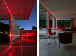 Light and Sound Geometric Installations Highlight Stunning Mies Van Der Rohe Architecture