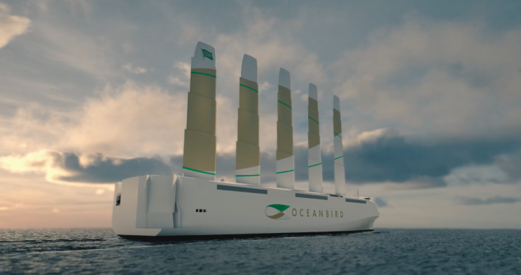 Swedish Consortium Unveils Wind-Powered Car Carrier With Towering Wings