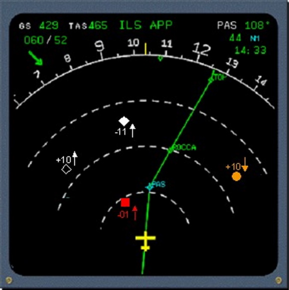 Airplane TCAS screen Airplane TCAS screen