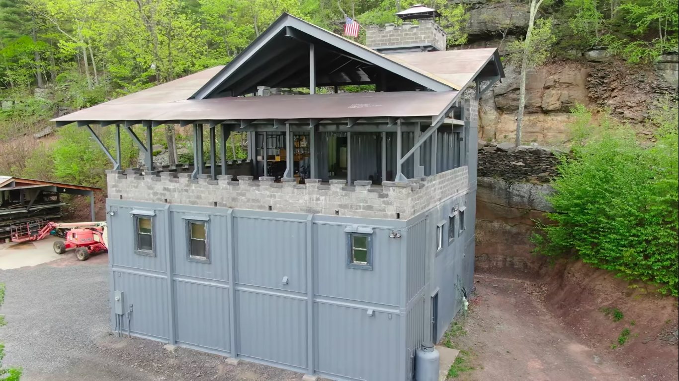 Guy Builds a Modern Castle out of Shipping Containers Guy Builds a Modern Castle out of Shipping Containers