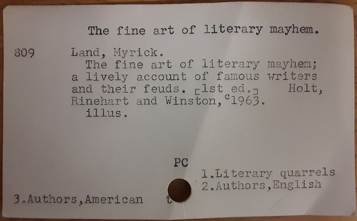 Library index card Library index card