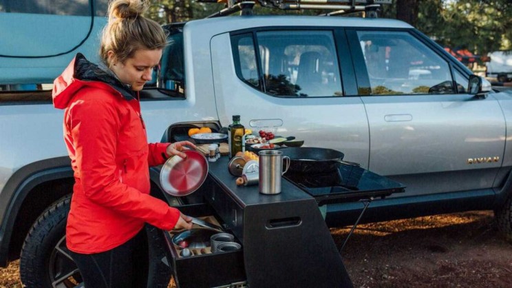 Rivian Introduces a Pull-Out Kitchen for its R1T Electric Truck