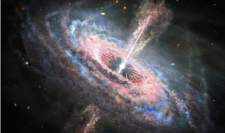 Artist rendering of a quasar Another artistic rendering of jets spewing from a quasar