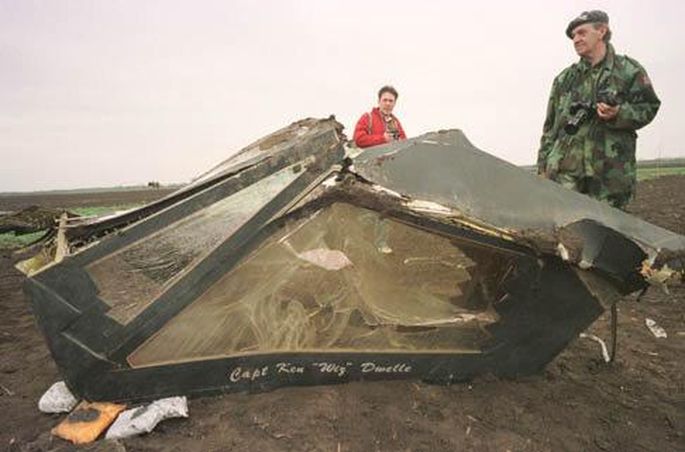 wreckage of F117A yugoslavia