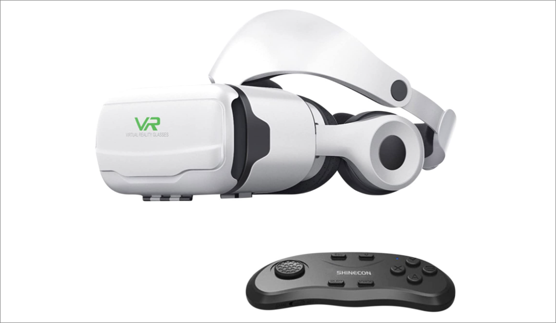 Peorpel VR Headset White VR headset with remote