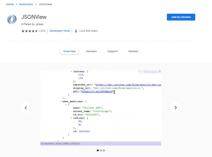 developer chrome extensions JSONViewer