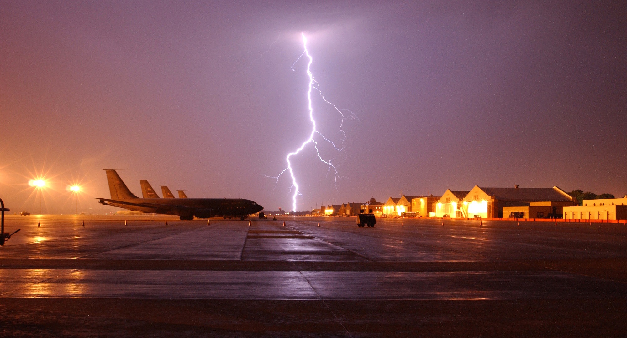 lightning on the airport lightning on the airport near plane
