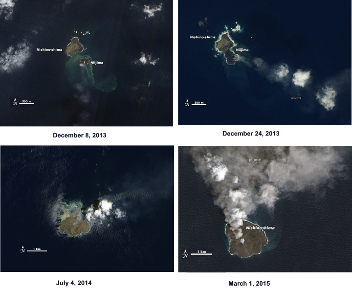 Changes to Nishinoshima Changes to Nishinoshima