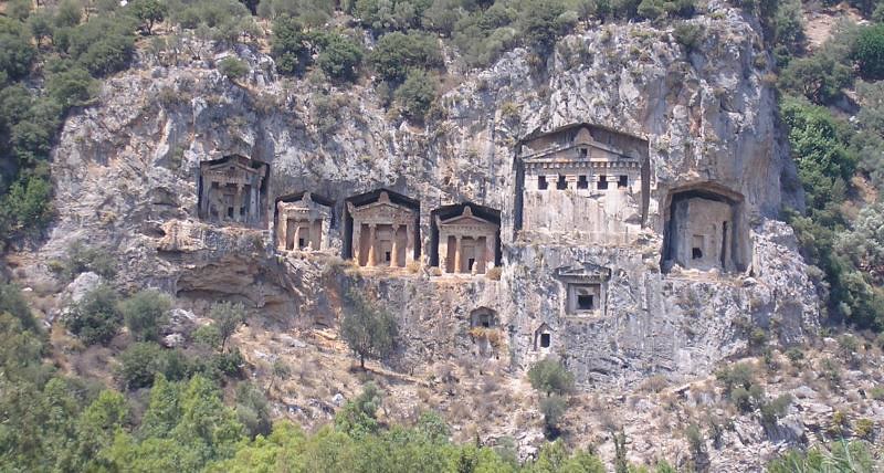 ancient cave structures lycian tombs