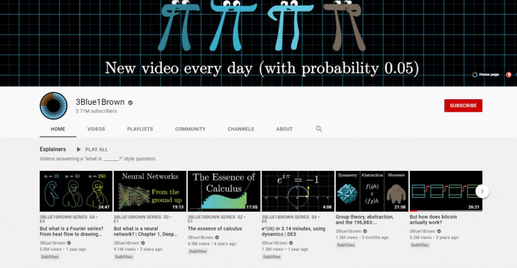 best youtube math channels 3blue1brown