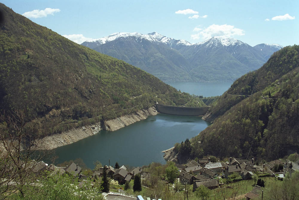 Lago di Vogorno reservoir behind the Contra dam