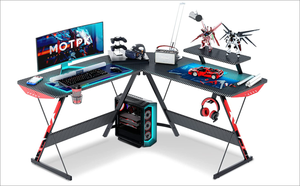 MOTPKL L-shaped Gaming Desk Gaming table with laptop