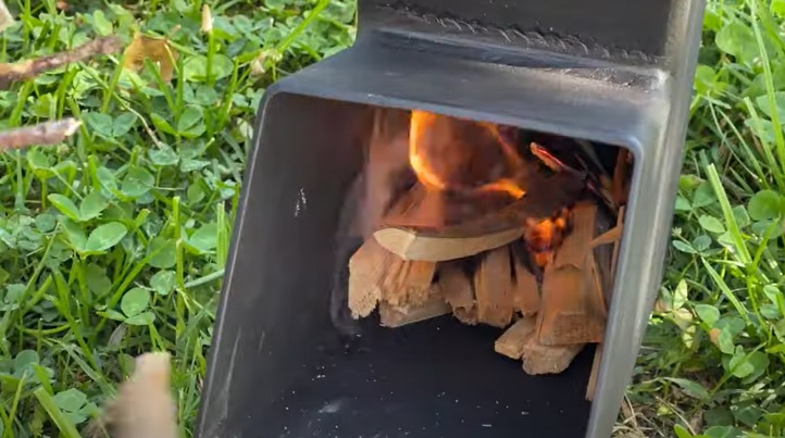 diy rocket stove fire