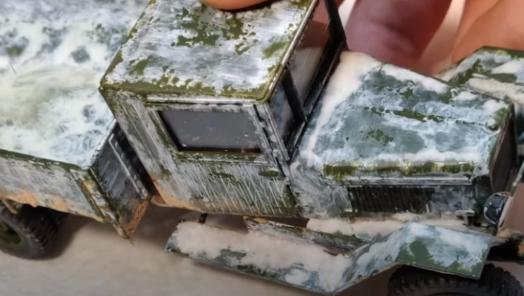 diy truck snow on cabin
