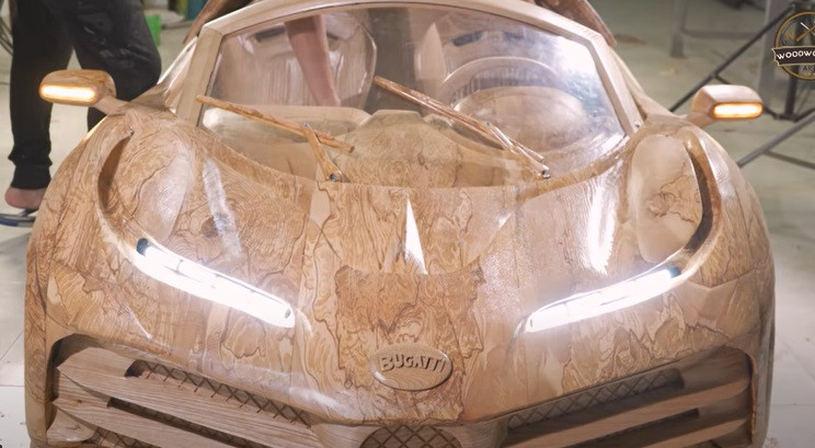 diy wooden bugatti install headlights