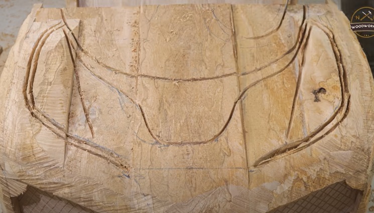 diy carved bugatti bonnet details