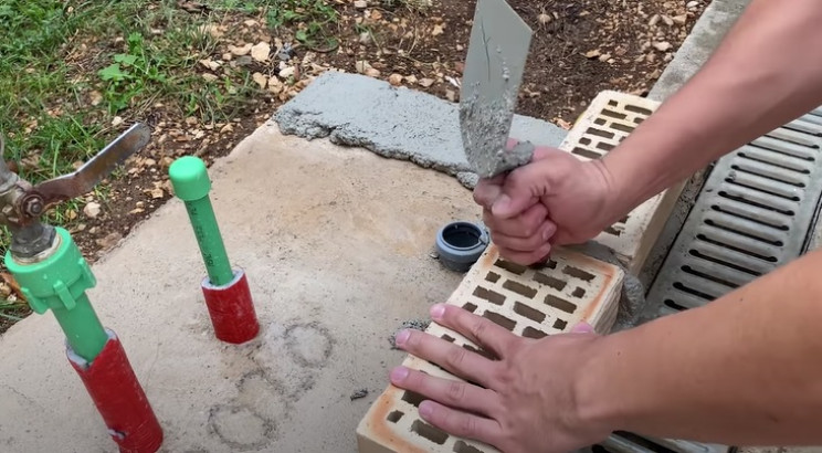 diy sink bricks